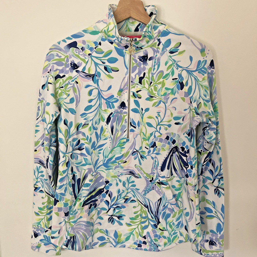 Lilly Pulitzer Quarter Zip XS Colorful Floral Print